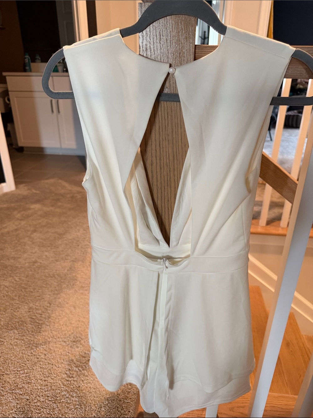 White Deep V Romper - Picture 2 of 8